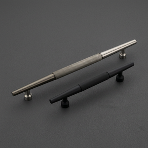 Minimalist Bar Cabinet Handles Stainless Steel Durable Kitchen Furniture Hardware <b>Black</b> and Silver Toned Pulls - Product Image 1