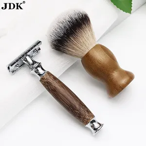 JDK Hot Selling Straight Metal Rasierhobel Bamboo Handle Double Edge Shaving Safety Razor