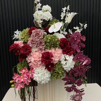 Bouquet de fleurs artificielles bordeaux et rose pour centre de table, idéal pour mariages, banquets, fêtes et décoration intérieure - Prix de gros