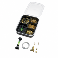 Kit de 133 crochets de suspension pour cadres photo avec niveau et clous pour fixation murale d'œuvres d'art et décorations