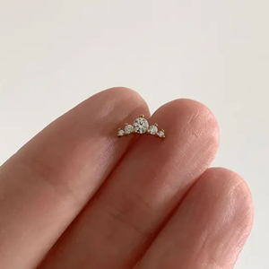 Single 925 Sterling Silver 18K Gold Plated Mini Starburst Chain Zircon Threaded Flat Back Minimalist <b>Cartilage</b> <b>Stud</b> Earring for - Product Image 5
