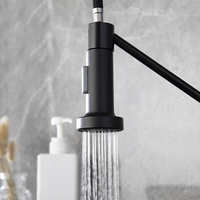 Robinet de cuisine extractible en acier inoxydable noir mat, style USA Canada, sans taches, certifié NSF UPC 61-9, pivotant