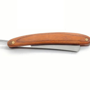 Wood Handle <b>Single</b> <b>Blade</b> <b>Razor</b> Stainless Steel Barber Shop Use Male Face Shaving Tool Lightweight Stainless Steel Barbers Use - Product Image 4