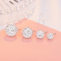 Hypoallergénique Boule Ronde Clair Strass Zircon Boucle D'oreille En Argent Sterling Aiguille Post Boucle D'oreille De Mariée pour Femmes Filles