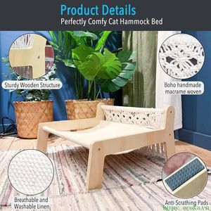 Hamaca para Mascotas con Funda Extraíble de Alta Calidad y en Oferta, Cama para Perros y Gatos, Hamaca de Madera para Mascotas - Product Image 6