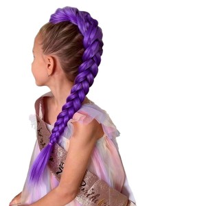 Rumi - Peluca trenzada morada con cola de caballo para niñas de 8 a 13 años, alambre resistente a altas temperaturas, accesorio de disfraz juvenil y dulce para cosplay - Product Image 4