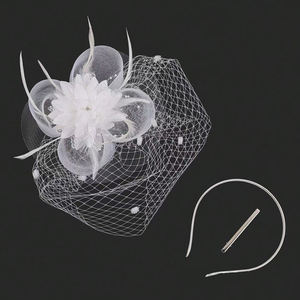 Chapeau de <span class=keywords><strong>Mariage</strong></span> Charmant et Élégant <span class=keywords><strong>avec</strong></span> Fleur en Résille Colorée, Coiffe en Plumes Polyvalente pour Accessoire Cheveux de Fête Femme - Product Image 5