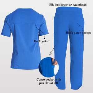 Seragam Kerja Pria Model V-neck Crossover, Warna Dapat Disesuaikan, Bahan Spandex Polyester Rayon 4-way Stretch untuk Rumah Sakit - Product Image 4