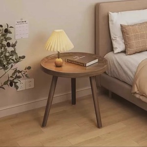 Table d'appoint ronde moderne en bois, table basse au profil bas avec plateau surélevé <span class=keywords><strong>pour</strong></span> salon, chambre, balcon, appartement - Product Image 2
