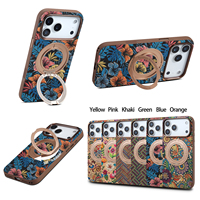 Étui de téléphone magnétique rotatif avec béquille, motif hibiscus tropical en liège, personnalisable OEM/ODM, compatible avec les séries Apple