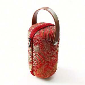 EVA Handmade <b>Red</b> Embroidery Clutch Bag Case Chinese Style Leather Handle Luxury Waterproof Wedding/Birthday/Home Teapot <b>Gift</b> <b>Box</b> - Product Image 1