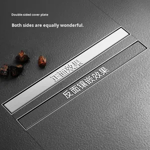 OEM Long Strip 304 Stainless Steel Floor Drain Anti-odor Filter Ultra-narrow Hidden Design Brushed Surface Bathroom - Product Image 4