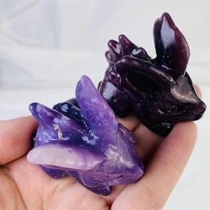 Gran oferta, cristal de lepidolita natural de alta calidad, dinosaurio de orejas grandes tallado, reiki, cristal púrpura, <span class=keywords><strong>pokeman</strong></span> para decoración de regalos - Product Image 3