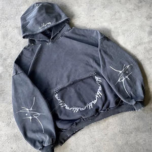 Custom Logo Men's 100% Cotton Drop Shoulder Patch Embroidery Hoodies <b>Oversize</b> Pullover Heavyweight <b>Hoodie</b> for Men - Product Image 2