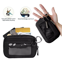 Dompet pendek kecil poliester uniseks, tempat kartu, dompet koin, penutup ritsleting, tas genggam ringan