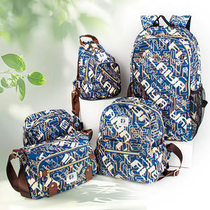 Serie Completa de Mochilas de Viaje, Mochila Escolar con Asa Suave, Estampado de Letras Moderno, Juego de 5 Piezas, para Viajes y Uso Diario - Product Image 5