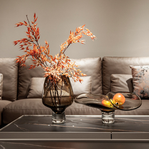 <span class=keywords><strong>Vase</strong></span> et ensemble de bols à fruits en <span class=keywords><strong>verre</strong></span> ambré soufflé à la main, style Mid-Century Modern, pièce maîtresse pour mariage, décoration de table de luxe pour la maison - Product Image 4