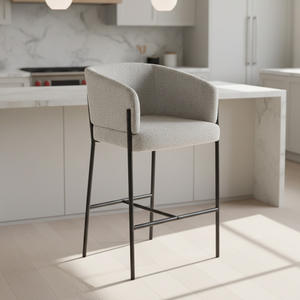 Tabourets <span class=keywords><strong>de</strong></span> <span class=keywords><strong>bar</strong></span> <span class=keywords><strong>de</strong></span> luxe ST-8891 à <span class=keywords><strong>hauteur</strong></span> <span class=keywords><strong>de</strong></span> comptoir, modernes, en tissu et avec structure métallique, pour salles à manger, bars domestiques et hôtels - Product Image 1