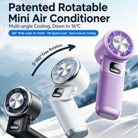 Ventilateur portable à refroidissement semi-conducteur, rechargeable 10H, 5 vitesses, écran LED, pour extérieur, voyage, sport, maquillage, camping