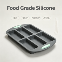 Moule à pâtisserie en silicone rectangulaire à 6 cavités, antiadhésif, plateau à gâteau Financier avec poignée pour la cuisson au four