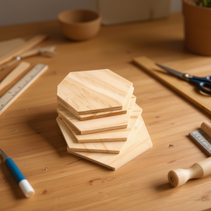 Tavola esagonale in legno Ilan 10 cm x 0,5 cm, 12 pezzi per progetti artigianali e fai da te - Product Image 2