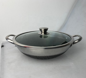 Customized SS 316 Stainless Steel 3 Layers Tri-ply Honeycomb <strong>Non</strong> <strong>Stick</strong> 2 Double Ear Handles <strong>Wok</strong> - Product Image 2