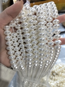 1 Tira a la Venta de Cuentas de Cristal de 12x8 mm Forma Ábaco Color Perla Barroca para Fabricación de Joyería Cuentas de Perlas Sueltas Redondas Blancas - Product Image 4
