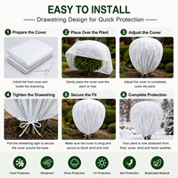 Kantong Penutup Tanaman Anti Beku 0.6m X 0.8m dengan Tali Serut untuk Bunga Pot, Herbal, dan Perlindungan dari Embun Beku di Kebun Rumah