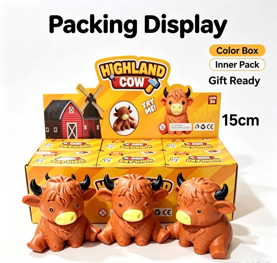 Highland Cow Squishy Fidget Toy, Cute Highland Cow Shape TPR Soft ...