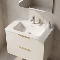 Lavabo de Cerámica Integrado Kidoir con Curva Suave, Lavabo de Encimera Blanco para Baño, Venta al por Mayor OEM para Pedidos a Granel
