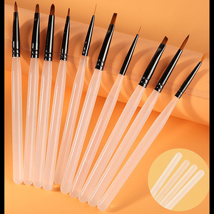 Ensemble de pinceaux pour nail art avec manche blanc laiteux, pinceau éventail pour dégradé, stylo à pois, stylo pour dessin de lignes, outil de sculpture de gel, outil de manucure pour salon - Product Image 2