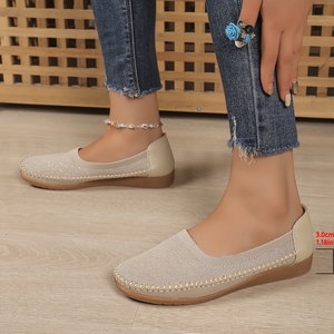 Mocassins en tricot respirant pour femmes, chaussures de marche décontractées à talon bas de 3 cm, chaussures plates légères et confortables antidérapantes - Product Image 4