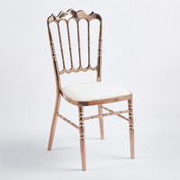 Chaise de banquet en métal pour hôtels et restaurants, style bambou, style Napoléon, blanc et or, pour extérieur, mariage, sans accoudoirs