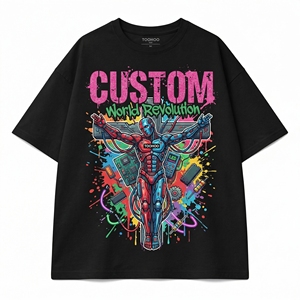 Camiseta de Manga Corta para Hombre, 100% Algodón, Tejido de Punto, con Logotipo Personalizado, Precio Bajo, Estampado Vintage, Holgada, 260 Gramos, Serigrafía - Product Image 2