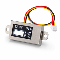 Meteran Tegangan Tampilan Digital Mini Ultra-tipis Layar OLED 0.5 Inci 1-6S Tampilan Tegangan Baterai Ganda Yang Dapat Disesuaikan DC30V
