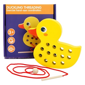 MG Baby Whale Yellow Duck Thoring Rope <b>Wooden</b> Fine Movement Training Educational <b>Toy</b> <b>for</b> 2 <b>4</b> <b>Years</b> Infant Early Childhood - Product Image 5