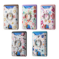 Nuevo Soporte para Tarjetas de Teléfono Móvil con Diseño de Animales, Funda Protectora de Cuero PU con Anillo Pintado, Ranuras Múltiples para Tarjetas, Soporte y Monedero