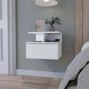 Augusta Floating Nightstand 2-Tier Shelf 1-<b>Drawer</b> Wall Mounted Bedroom <b>Storage</b> - Product Image 1