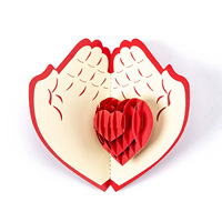 Carte d'invitation de mariage ou de vœux pour la Saint-Valentin, impression 3D haut de gamme, forme montgolfière, ailes de cœur