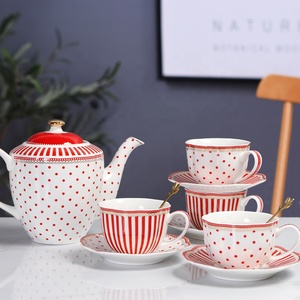 Low Price Promotion European Stripe and Wave Point Coffee <b>Set</b> Exquisite Ceramic Coffee <b>Cup</b> and Plate - Product Image 3