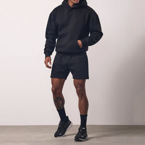 Sudadera con capucha de gimnasio de gran tamaño con logotipo personalizado para hombre, sudadera teñida Lisa transpirable con bolsillos para invierno - Product Image 5