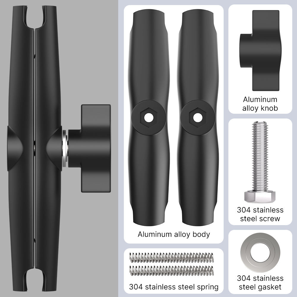 HONGDAK Motorcycle Mobile Phone Holder Aluminum Alloy Accessories 6cm, 9cm, 15cm Double Head Joint Clip