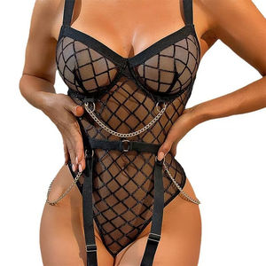Hot Selling Sexy One-piece Camisole <b>Lingerie</b> with Hollowed Out Bikini Underwear No Need to Take off Fishing Net Jacket - Product Image 1