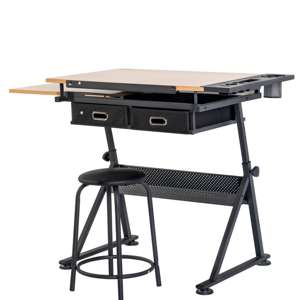 Mesa contemporánea ajustable en altura, mesa de escritura de vidrio, escritorio de dibujo - Product Image 4