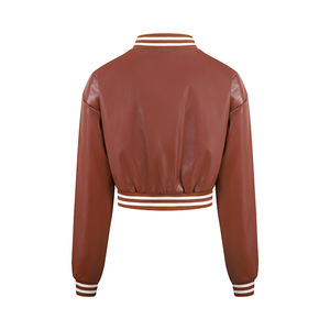 Giacca da <span class=keywords><strong>donna</strong></span> alla moda <span class=keywords><strong>in</strong></span> <span class=keywords><strong>pelle</strong></span> sintetica cappotto corto Casual con motivo Blazer <span class=keywords><strong>in</strong></span> tessuto sottile stile autunno stagione autunnale - Product Image 2