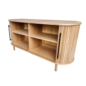 Buffet en bois artisanal élégant avec portes sculptées ornées et un grand espace de rangement pour la salle à manger - Product Image 4