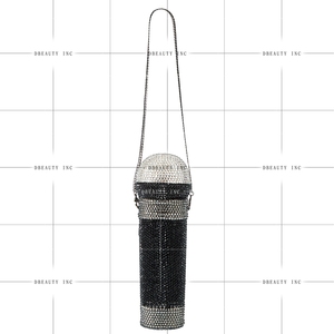 Women Eye-catching Microphone Rhinestones Clutch <b>Purse</b> Brilliant Mic Crystal Evening Bag for Karaoke Bar Night Out - Product Image 3