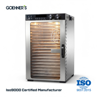Deshidratador de Alimentos Comercial para Hoteles, 18 Bandejas, 1100W, Ventilador Doble, Bandejas de Acero Inoxidable, Control de Temperatura de 30 a 90 Grados C, Temporizador de 48 Horas, para Carne, Frutas, Hierbas