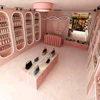 Mostrador de Recepción Moderno para Salón de Belleza en Color Rosa con Nichos Arqueados, Diseño Interior Personalizado para Salón, Solución Completa para Tiendas