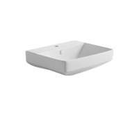 Lavabo carré de qualité pour salle de bain moderne 2050, à poser sur un meuble, en céramique blanche